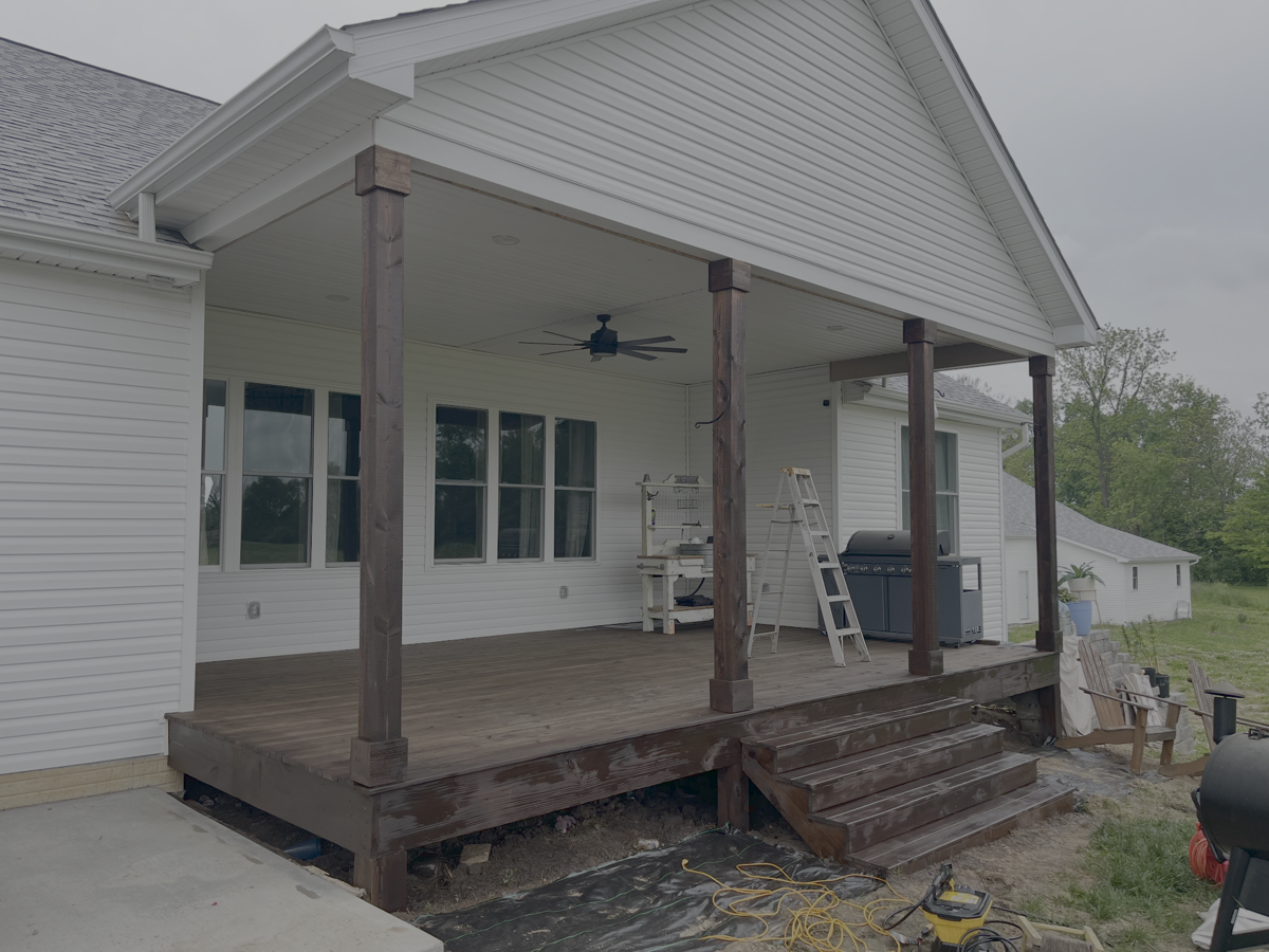 Freshly stained deck